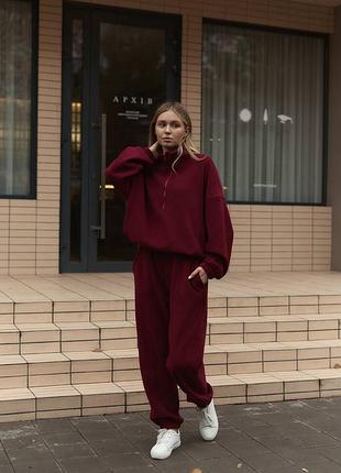 Флисовый спортивный костюм с кофтой с молнией на кулисках и штаны джоггеры на резинке