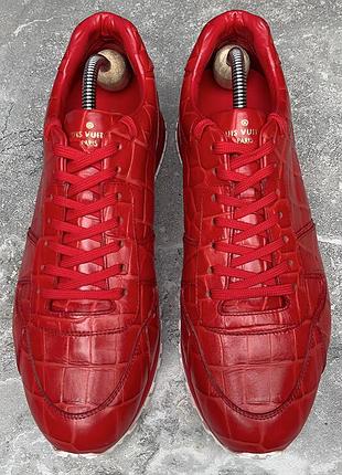 Louis vuitton run away sneakers croco embossed red leather чоловічі кросівки шкіра оригінал 42 eur