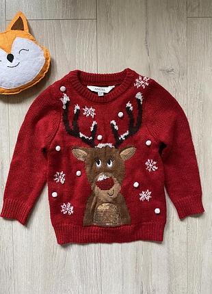Новорічний світер дитячий для дівчинки 12-18 місяців