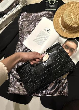 Черный стильный клатч сумочка