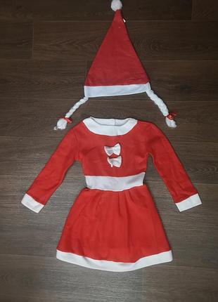 Новогоднее платье снегурочка помощница санта клауса 3-4 года 98-104 рост