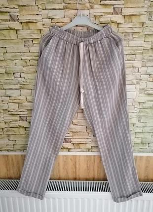 Смугасті штани натуральні льон