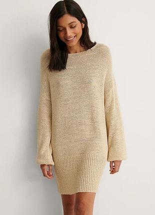 Вʼязана бежева туніка светр базова