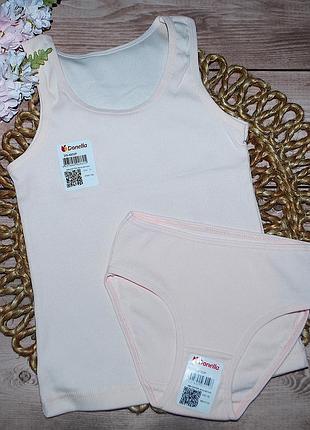 Комплект майка трусики 2-3 рост 98-104 донела donella рубчик однотон