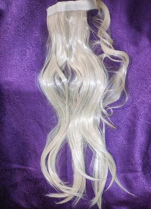 Новый сток накладной прядь парик волос светлого цвета (платиновый блонд).