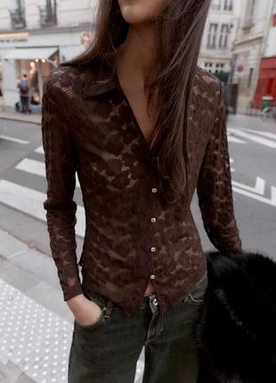 Топ жіночий коричневий мереживний zara new