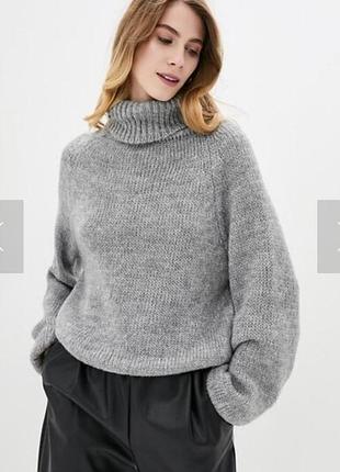 Оверсайз сірий светр гольф з високою горловиною мʼякий, приємний на дотик, в складі вовна . бренд primark