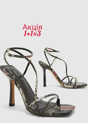 Босоножки на каблуке topshop из искусственной кожи в змеиный принт