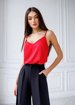 4 цвета! женский шелковый топ майка на тонких бретелях, базовый, шелк, классический