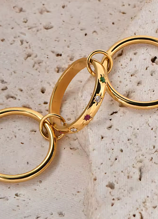 Тренд кольцо нержавеющая сталь stainless steel 3 штуки цветные камешки