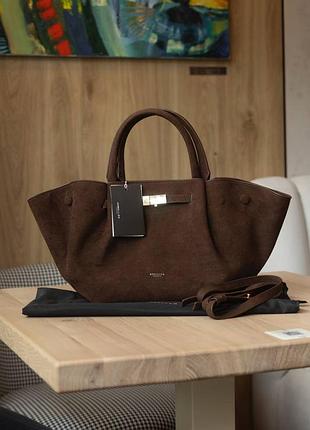 Стильная брендированная замшевая (натуральная )женская сумка коричневого цвета 🤎 есть видео!