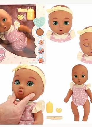 Alex 15" realistic soft body baby doll with open/close eyes with bottle, pacifier, headband, & pink outfit, ages 18m+