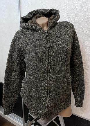 Шерстяная вязаная кофта куртка унисекс