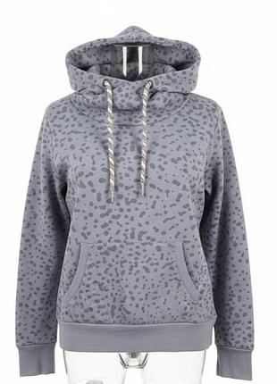 Худи tara женское серо сиреневое в принт теплое на флисе с большим капюшоном xxl