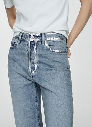Джинси mango блакитні прямі з металевим напиленням 5