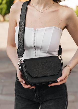 Жіноча сумка крос-боді чорна зерниста
