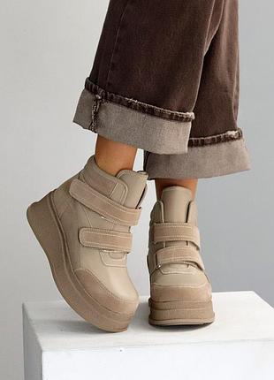 Черевики зимові з натуральної шкіри/замші, всередині екохутро