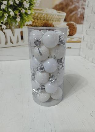 Набор новогодних шаров на елку mk9003-2 пластиковых 3 см 24 шт белый