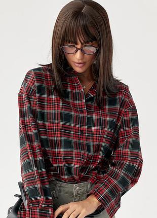 Рубашка в клетку с удлиненной спинкой