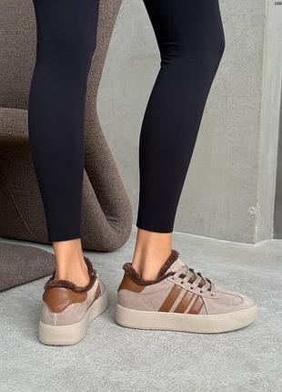 Зимние кроссовки тм -alex bens, беж, натуральная кожа/замша