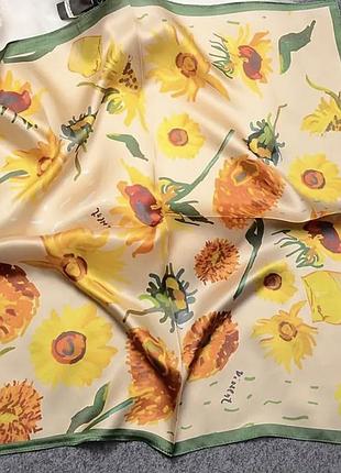 Сатинова жіноча шаль хустка палантин шарф штучний шовк 70/70 см