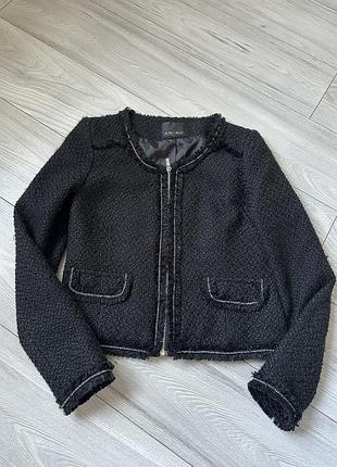 Жакет твідовий піджак на блискавці прямого крою