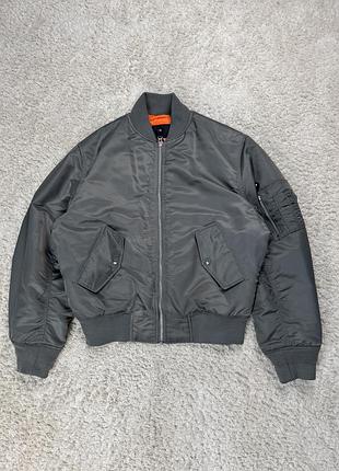 Жіночий стильний оверсайз бомбер куртка h&mсірий теплий