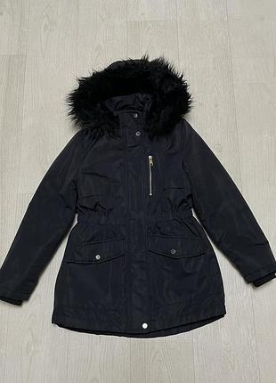Куртка парка осень- зима черная для девочки 9-10лет
