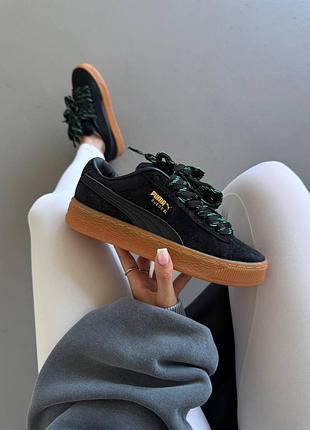Замшевые кеды puma suede xl black green