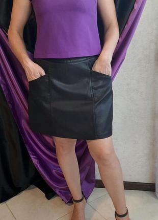 Мини юбочка из мягкой эластичной экокожи zara имитация кожи