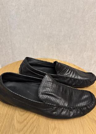 Мужские, черные моквсины hugo boss оригинал, размер 43-44, структурированная кожа