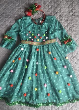Дитяча сукня зелена костюм ялинка нововорічний карнавальний маскарадний