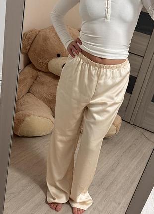 Сатинові брюки бежеві жіночі