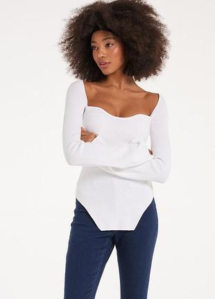 Светр з вирізом у рубчик