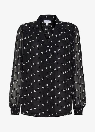 Блуза рубашка с принтом в сердечки topshop