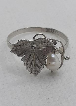 Кольцо серебро жемчуг винтаж