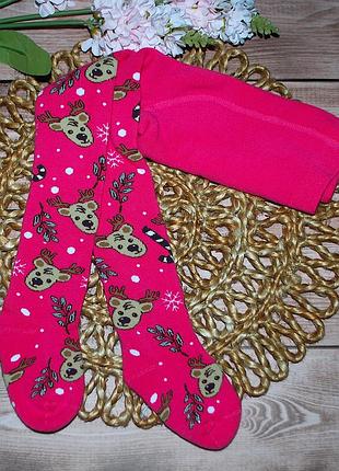 Теплые махровые колготы 1-3 bross бросс олень леденцы