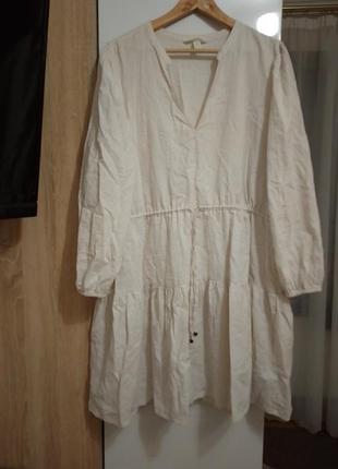 Платье лен+хлопок, платье натуральное, ярусное