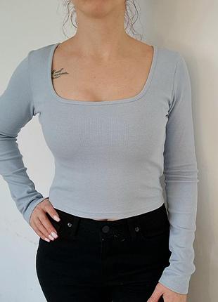 Голубой топ,лонг,лонгслив,кофта