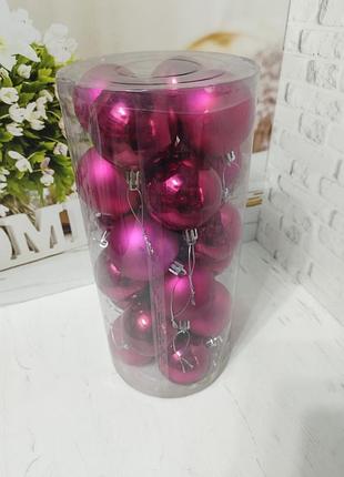 Набор новогодних шаров на елку lk9006-8 пластиковых 6 см 24 шт розовый