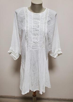 Шикарне брендове легке котонове плаття туніка з відкритою спинкою