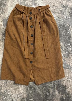 Спідниця гірчичного кольору високої посадки