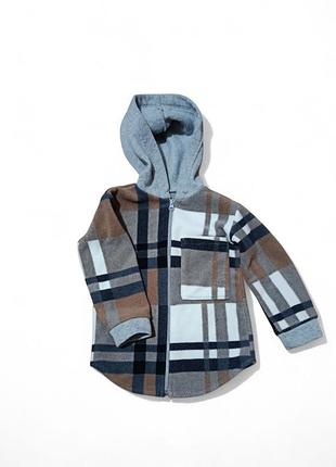 Флісова кофтинка в клітинку з капюшоном