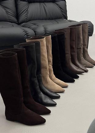 Остроностые сапоги натуральная замша