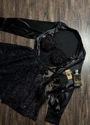 Блестящее вечернее праздничное платье с чашками🖤🥂