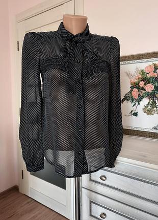 100% шовк витончена шовкова блуза в горошок kookai