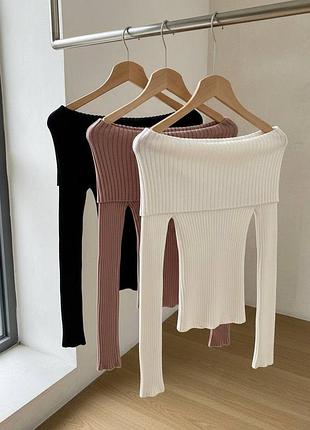 Кофтинка топ рубчик з відкритими плечима