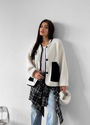 Шуба бомбер тканина баранець, замша на дайвінгу розмір 42-26 / шуба жіноча знижка