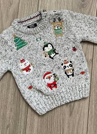 Светрик для немовлят з новорічним/різдвяним принтом від next (6-9міс)
