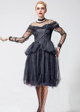 Карнавальный маскарадный костюм платье ведьма черная вдова вампирша halloween хэллоуин  ikali m